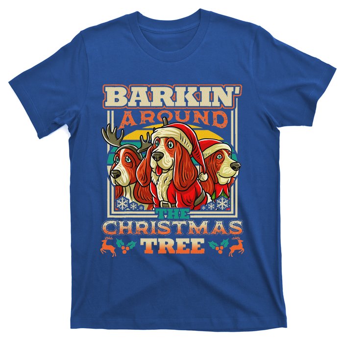 Basset Hound Barkin Around The Christmas Tree Dog T-Shirt