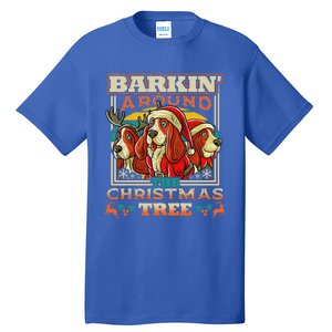 Basset Hound Barkin Around The Christmas Tree Dog Tall T-Shirt