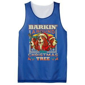 Basset Hound Barkin Around The Christmas Tree Dog Mesh Reversible Basketball Jersey Tank