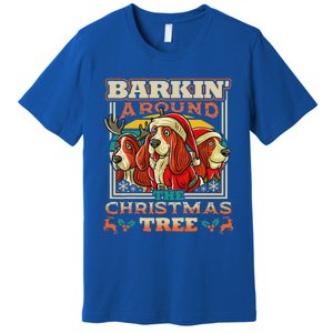 Basset Hound Barkin Around The Christmas Tree Dog Premium T-Shirt