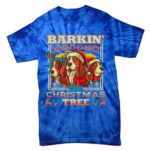 Basset Hound Barkin Around The Christmas Tree Dog Tie-Dye T-Shirt