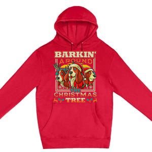 Basset Hound Barkin Around The Christmas Tree Dog Premium Pullover Hoodie