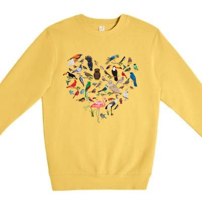 Bird Heart Birding Bird Watching Birder Bird Watcher Cute Gift Premium Crewneck Sweatshirt