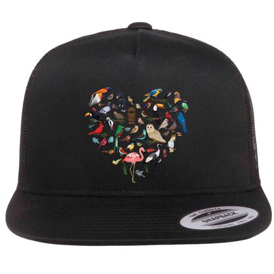 Bird Heart Birding Bird Watching Birder Bird Watcher Cute Gift Flat Bill Trucker Hat