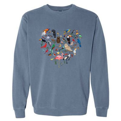 Bird Heart Birding Bird Watching Birder Bird Watcher Cute Gift Garment-Dyed Sweatshirt