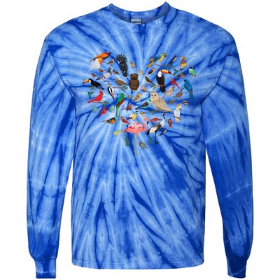 Bird Heart Birding Bird Watching Birder Bird Watcher Cute Gift Tie-Dye Long Sleeve Shirt