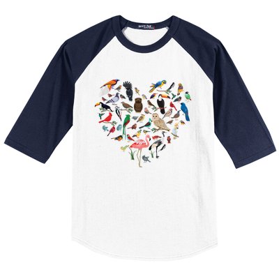 Bird Heart Birding Bird Watching Birder Bird Watcher Cute Gift Baseball Sleeve Shirt