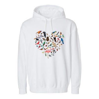 Bird Heart Birding Bird Watching Birder Bird Watcher Cute Gift Garment-Dyed Fleece Hoodie