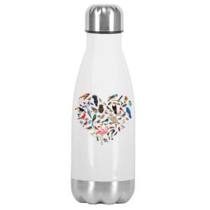 Bird Heart Birding Bird Watching Birder Bird Watcher Cute Gift Stainless Steel Insulated Water Bottle