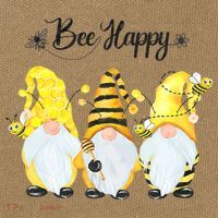 Bee Happy Bee Gnome Spring Cotton Canvas Backpack