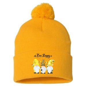 Bee Happy Bee Gnome Spring Pom Pom 12in Knit Beanie