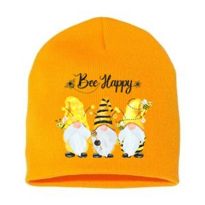 Bee Happy Bee Gnome Spring Short Acrylic Beanie