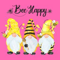 Bee Happy Bee Gnome Spring Stripe Pom Pom Beanie