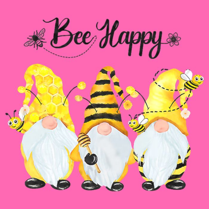 Bee Happy Bee Gnome Spring Stripe Pom Pom Beanie