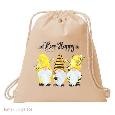 Bee Happy Bee Gnome Spring Drawstring Bag