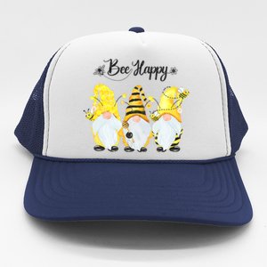 Bee Happy Bee Gnome Spring Trucker Hat