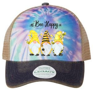 Bee Happy Bee Gnome Spring Legacy Tie Dye Trucker Hat