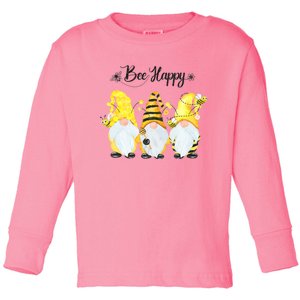 Bee Happy Bee Gnome Spring Toddler Long Sleeve Shirt