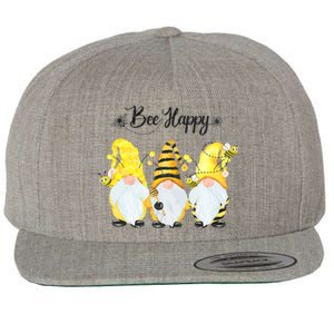 Bee Happy Bee Gnome Spring Wool Snapback Cap