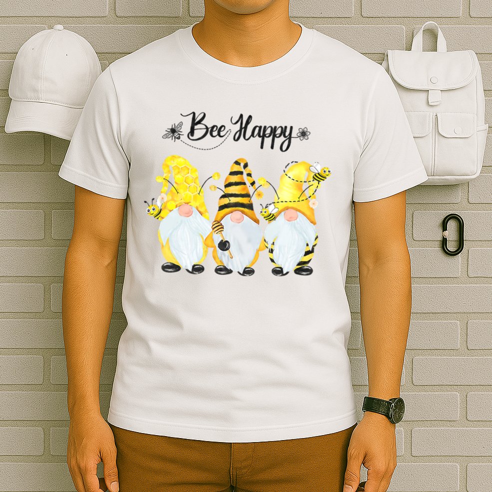 Bee Happy Bee Gnome Spring T-Shirt
