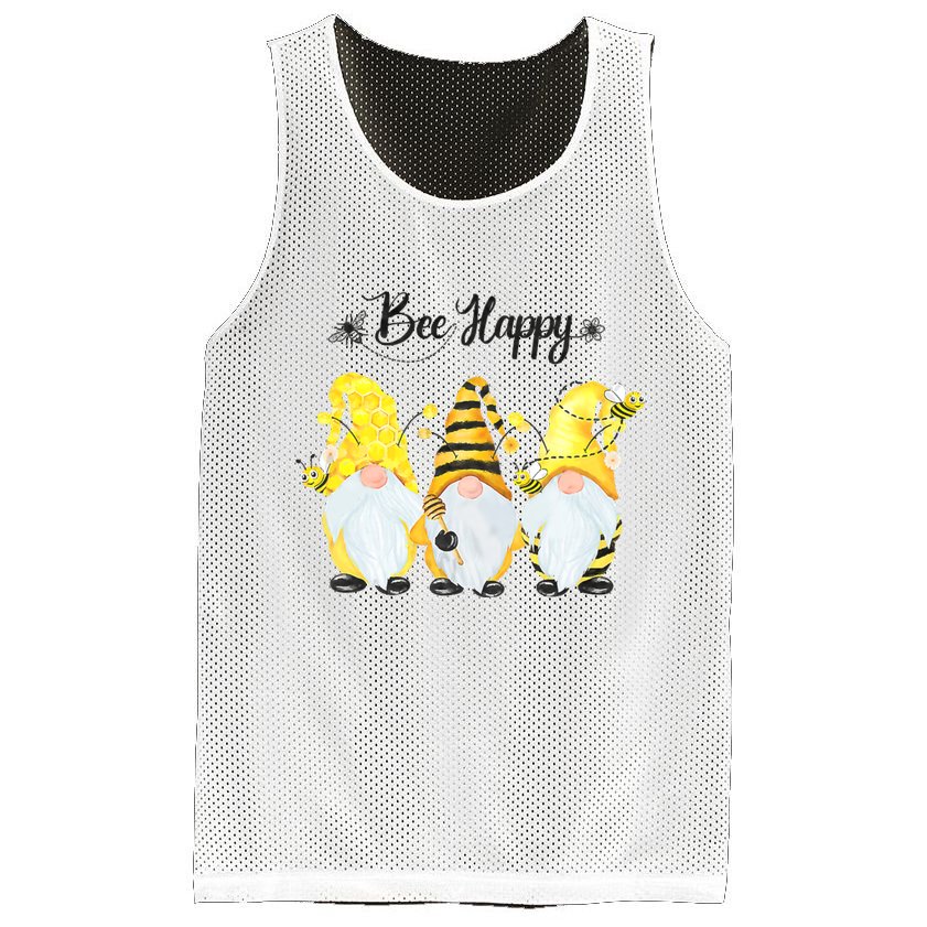 Bee Happy Bee Gnome Spring Mesh Reversible Basketball Jersey Tank