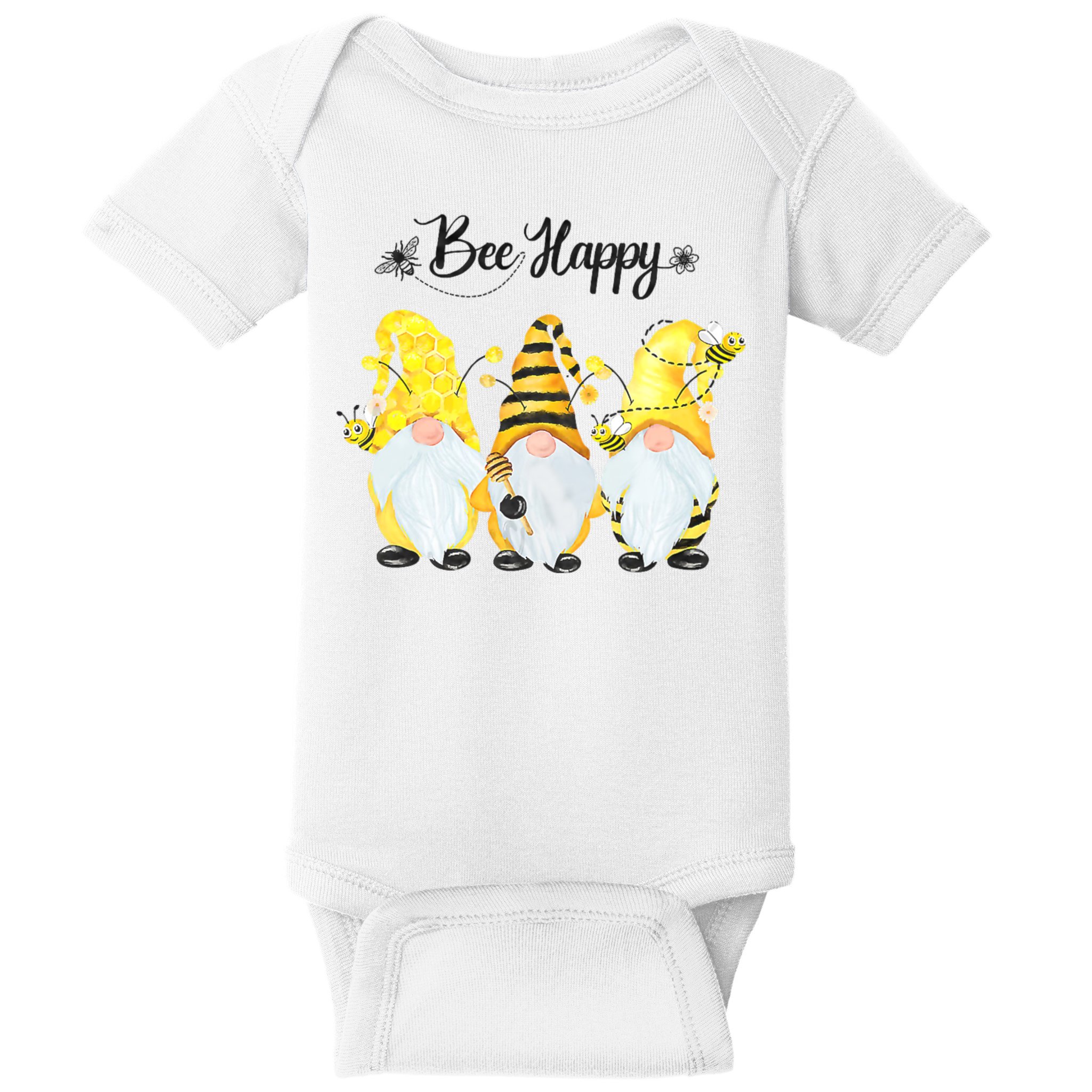 Bee Happy Bee Gnome Spring Baby Bodysuit