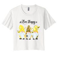 Bee Happy Bee Gnome Spring Women's Crop Top Tee