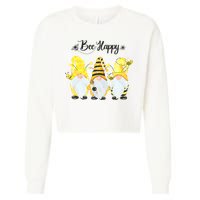 Bee Happy Bee Gnome Spring Cropped Pullover Crew