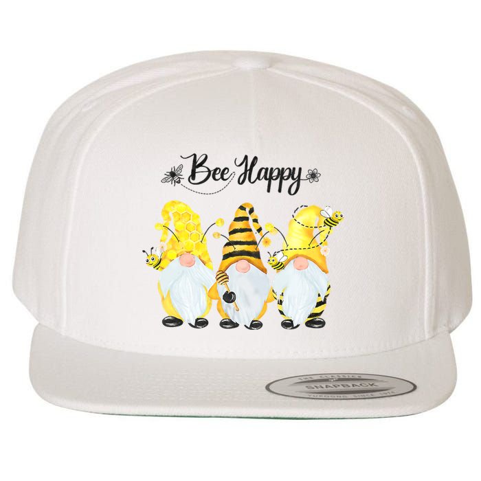 Bee Happy Bee Gnome Spring Wool Snapback Cap
