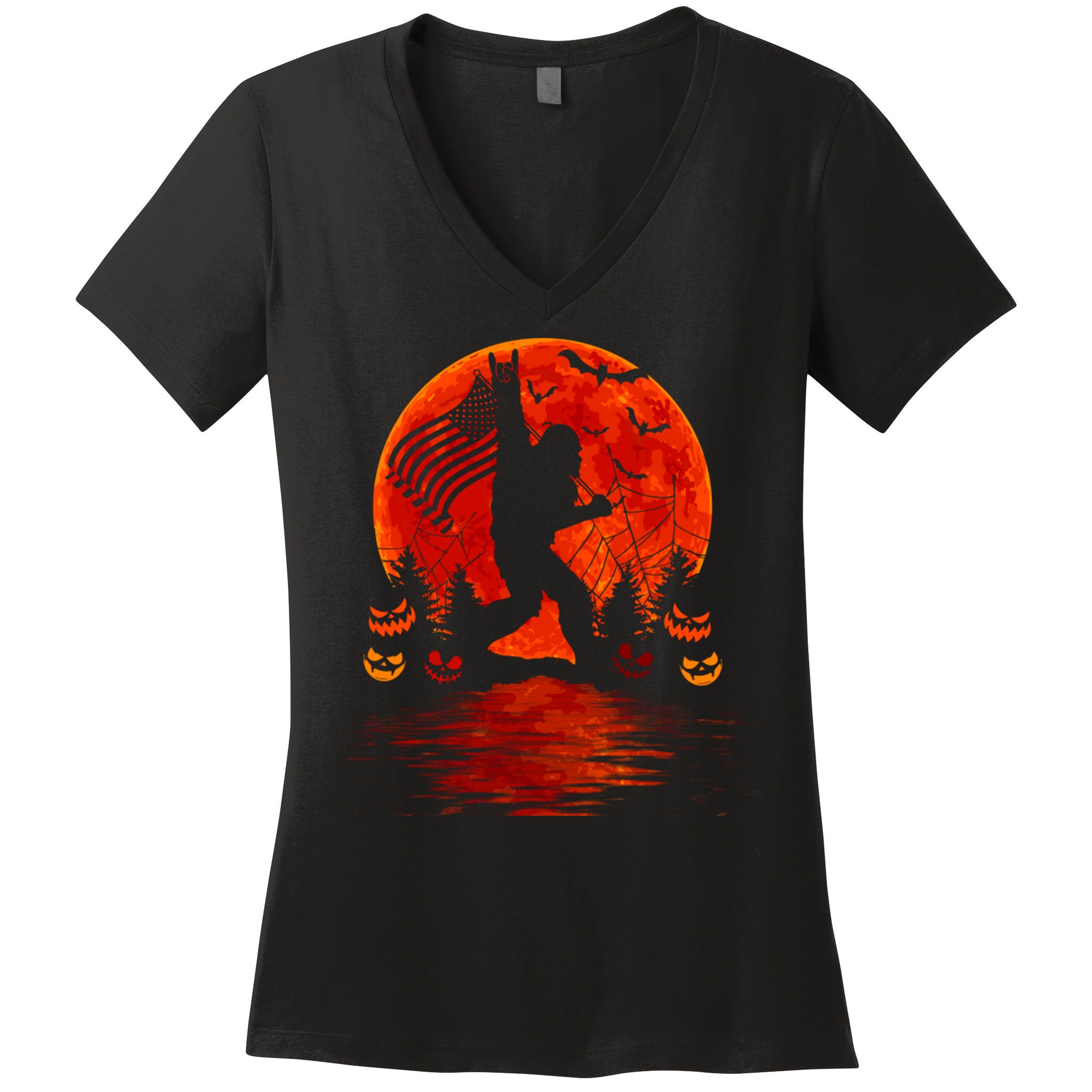 Bigfoot Halloween Women's V-Neck T-Shirt