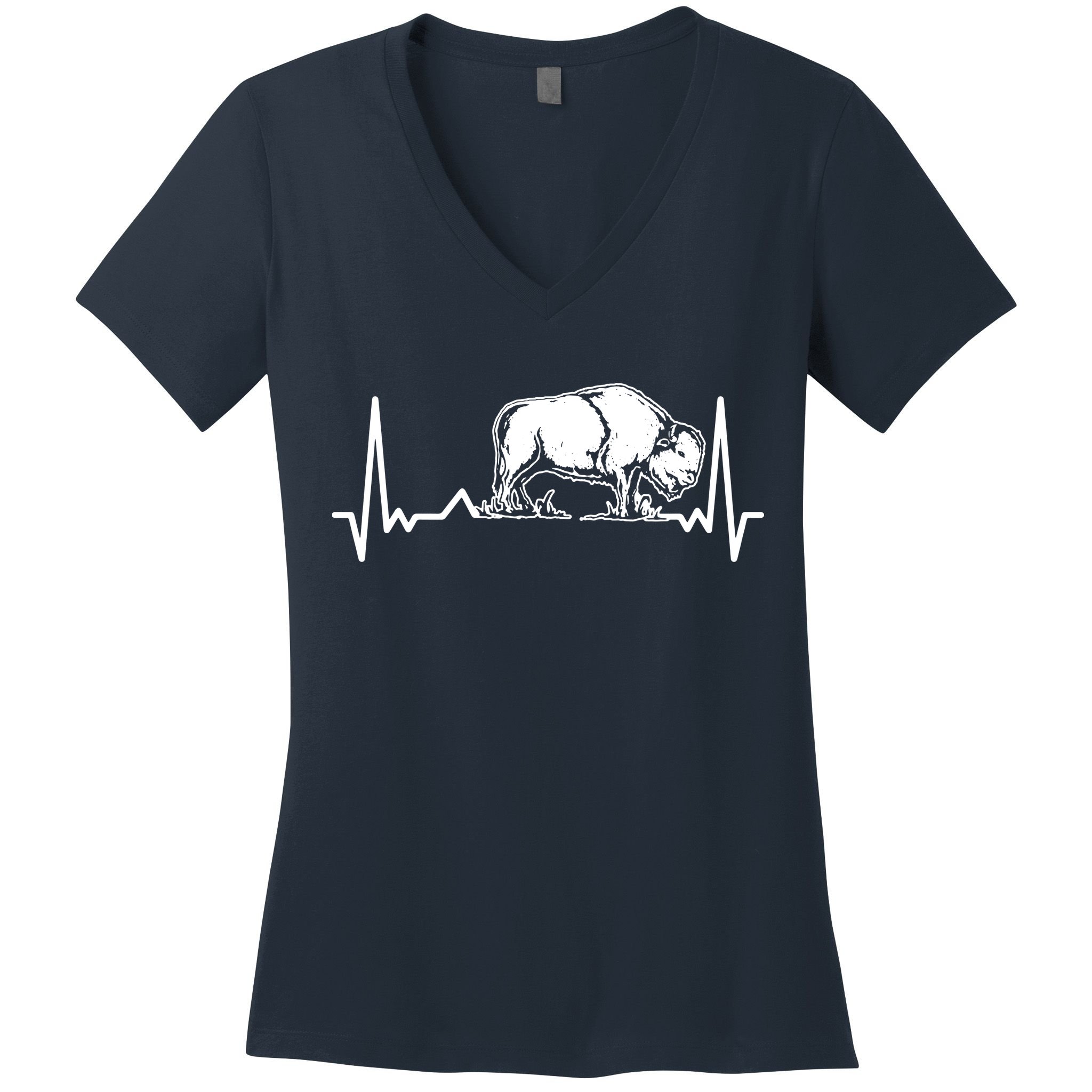 Bison Heartbeat Buffalo Women's V-Neck T-Shirt