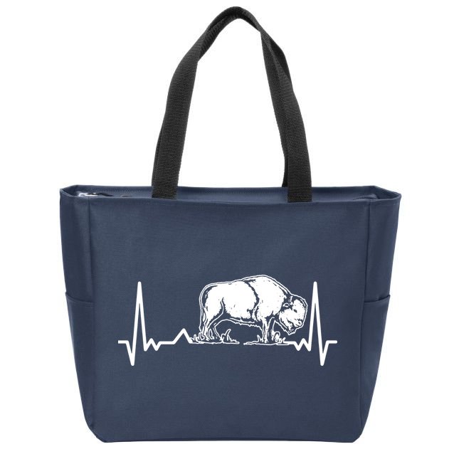 Bison Heartbeat Buffalo Zip Tote Bag