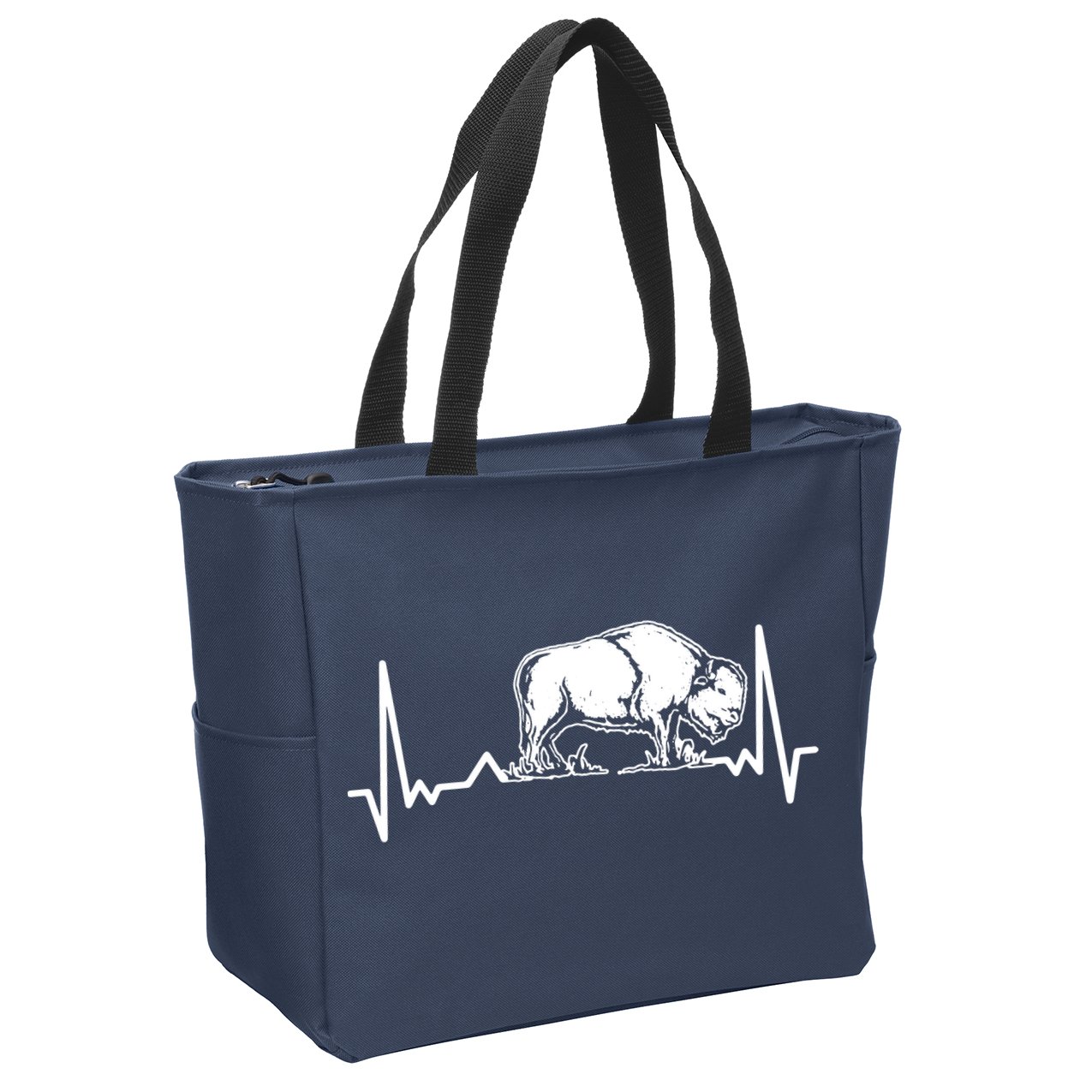 Bison Heartbeat Buffalo Zip Tote Bag