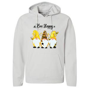 Bee Happy Bee Gnome Spring Performance Fleece Hoodie