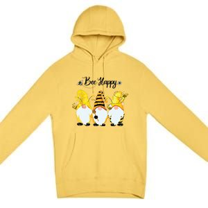 Bee Happy Bee Gnome Spring Premium Pullover Hoodie