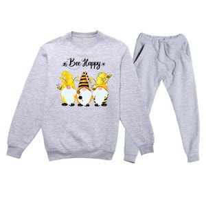 Bee Happy Bee Gnome Spring Premium Crewneck Sweatsuit Set