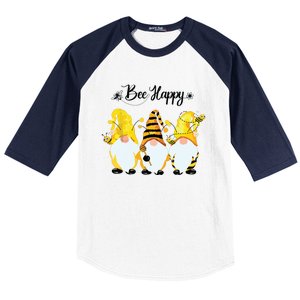 Bee Happy Bee Gnome Spring Baseball Sleeve Shirt