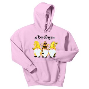 Bee Happy Bee Gnome Spring Kids Hoodie