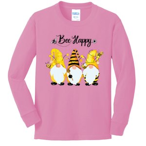 Bee Happy Bee Gnome Spring Kids Long Sleeve Shirt