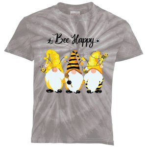 Bee Happy Bee Gnome Spring Kids Tie-Dye T-Shirt