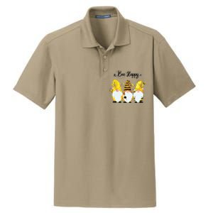 Bee Happy Bee Gnome Spring Dry Zone Grid Polo