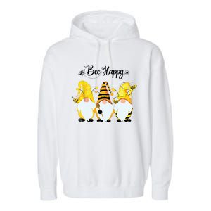 Bee Happy Bee Gnome Spring Garment-Dyed Fleece Hoodie