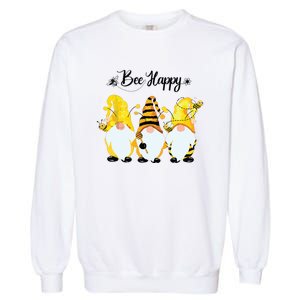 Bee Happy Bee Gnome Spring Garment-Dyed Sweatshirt