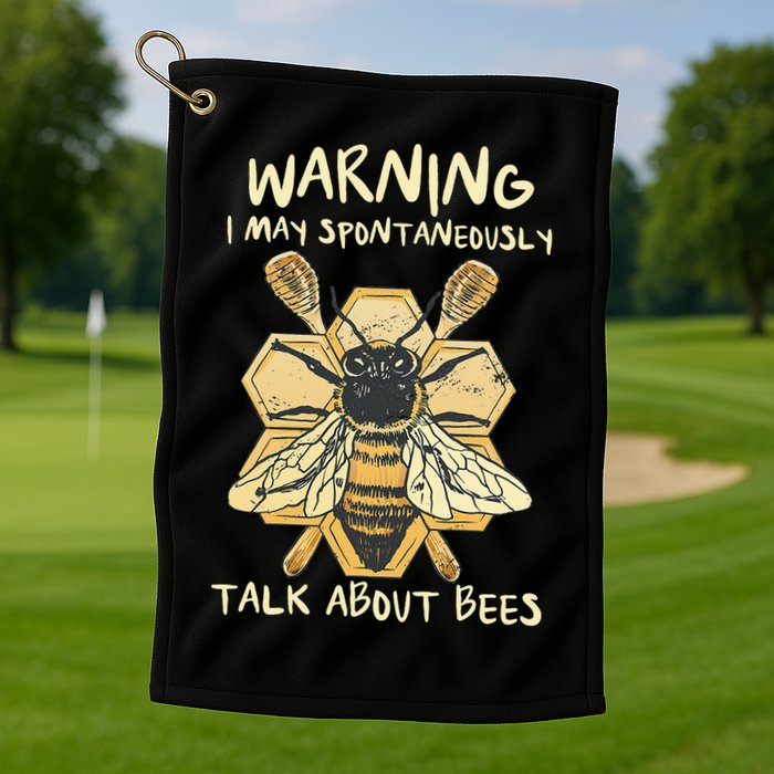 Bee Honeycomb Beekeeper Apiarist Funny Beekeeping Lover Golf Towel