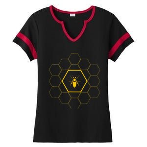 Bee Honeycomb Beekeeper Beekeeping Ladies Halftime Notch Neck Tee