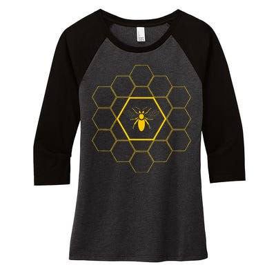 Bee Honeycomb Beekeeper Beekeeping Women's Tri-Blend 3/4-Sleeve Raglan Shirt