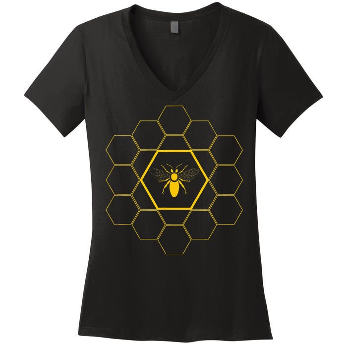 Bee Honeycomb Beekeeper Beekeeping Women's V-Neck T-Shirt