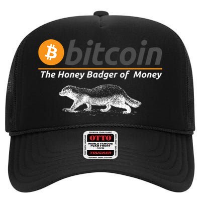 Bitcoin Honey Badger Of Money, Bitcoin Crypto, Bitcoin Blockchain High Crown Mesh Back Trucker Hat