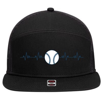 Baseball Heartbeat 7 Panel Mesh Trucker Snapback Hat