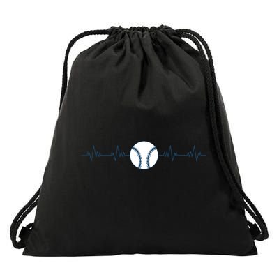 Baseball Heartbeat Drawstring Bag